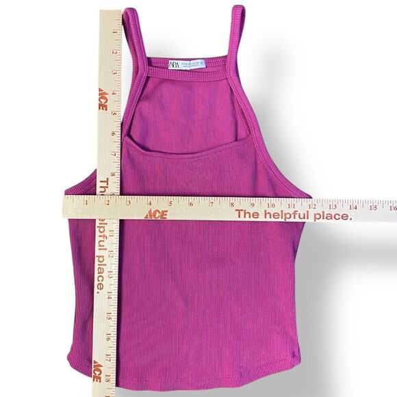Zara Cropped Cut Out Tank Top Womens Size M Fuchsia Pink - Picture 3 of 5